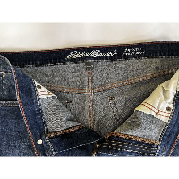 Eddie Bauer Boyfriend Shorts Womens 10 Blue Medium Wash Denim Low Rise Zip Fly - Picture 8 of 12